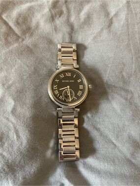 Michael Kors Silver Watch with Black Roman Dial